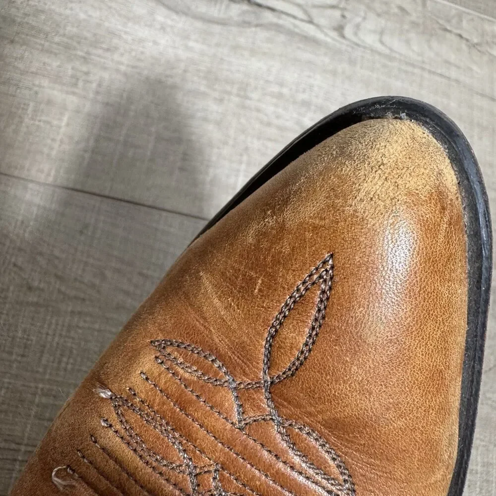 Vintage Code West Men's 8.5 USA Made Cowboy Boots Dan Post Leather Western Toe